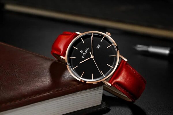 Avior Black Red Leather