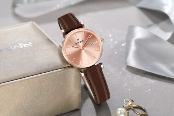VELA ROSEGOLD BROWN LEATHER
