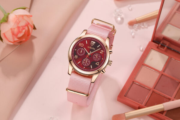 Aurora III Burgundy Pink Canvas